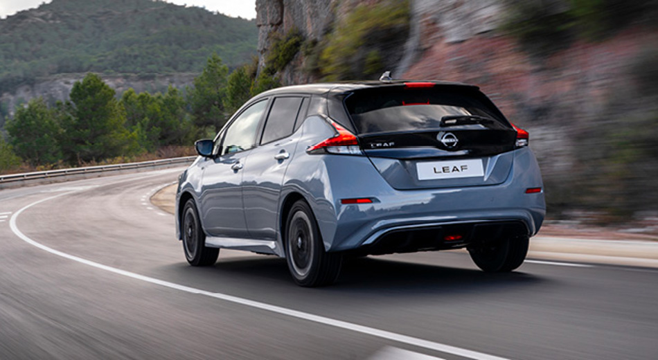 LEAF driving on road on mountain path